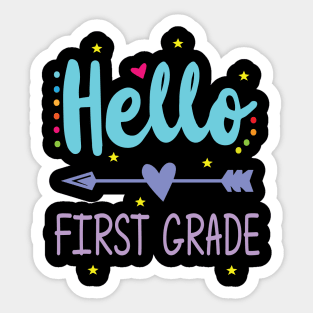 Heart Arrow Teacher Student Back To School Hello First Grade Sticker